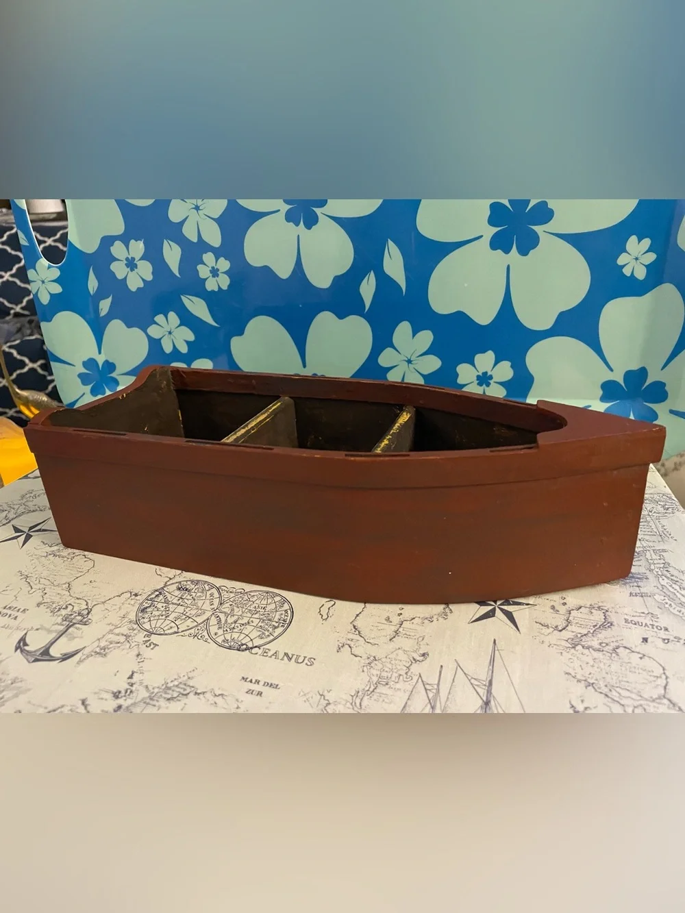 Vintage-Style Wooden Rowboat Shelf | Nautical Coastal Wall or Tabletop Décor